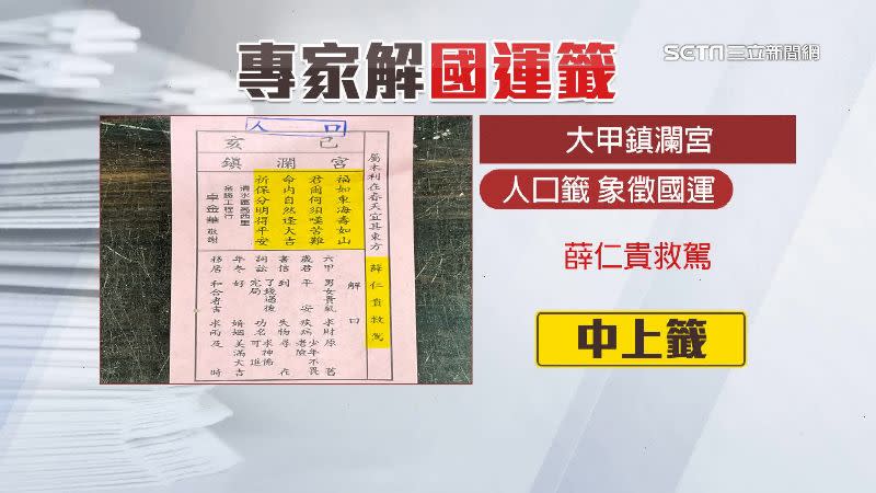 西螺福興宮及大甲鎮瀾宮的國運籤都抽到「中上籤」。