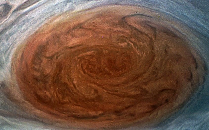 The Great Red Spot on Jupiter taken by the Juno Spacecraft on its flyby over the storm on Tuesday - AFP