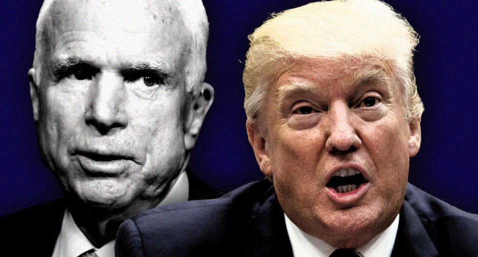 (Sen. John McCain and President Donald Trump. Photo illustration: Yahoo News; photos: AP)