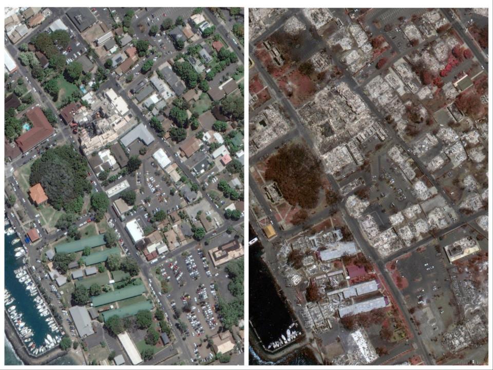 Before-and-after satellite photos show how Maui's wildfires have turned ...