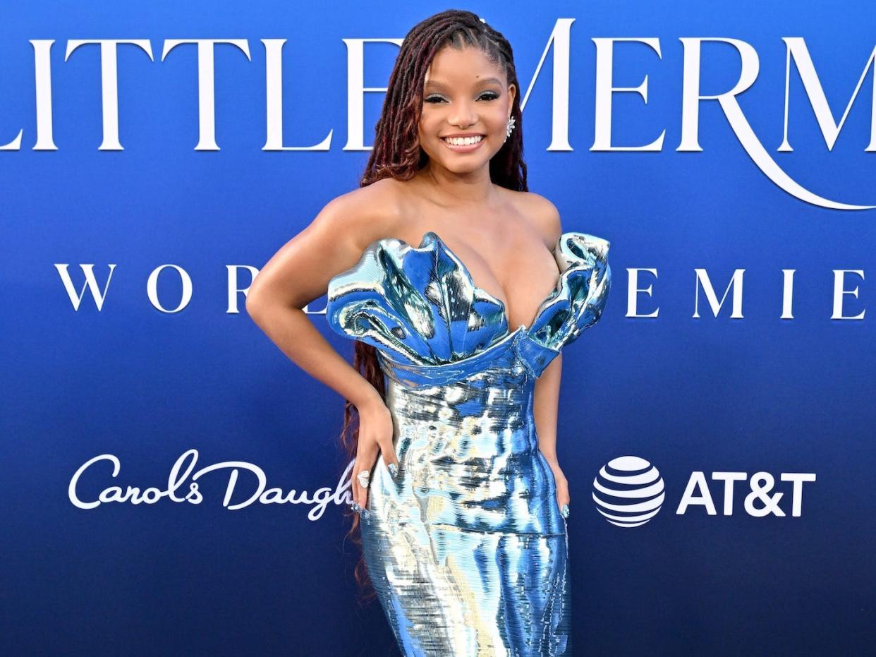 Halle Bailey attends "The Little Mermaid" premiere.
