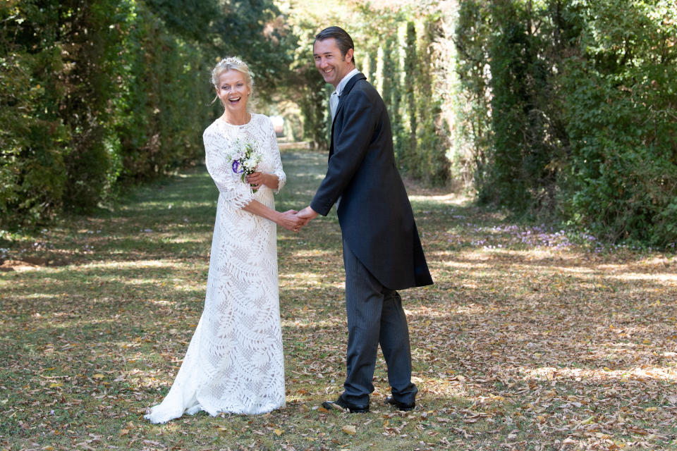 Princess Helene of Yugoslavia said ‘I do’ to Stanislas Fougeron on Saturday at the Saint Etienne de Janville church in France. Photo: Getty Images