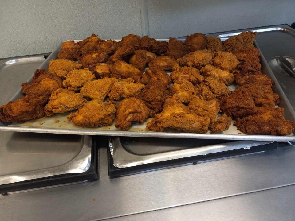 Fried chicken was prepared for lunch at the Artesia Senior Meal Site on April 5, 2024. Southeast New Mexico Community Action Corporation oversees senior meals in Carlsbad and Artesia.