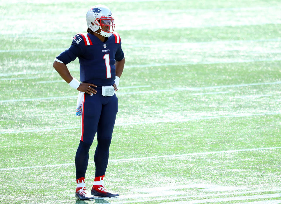 Cam Newton returned to the field after missing the prior game. (Photo by Maddie Meyer/Getty Images)