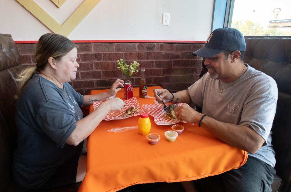 Kim and Tony Brown dine at Los Panchos Tamales y Tacos Mexican restaurant at at 4081 E. Olive Road in Pensacola on Wednesday, March 27, 2024.
