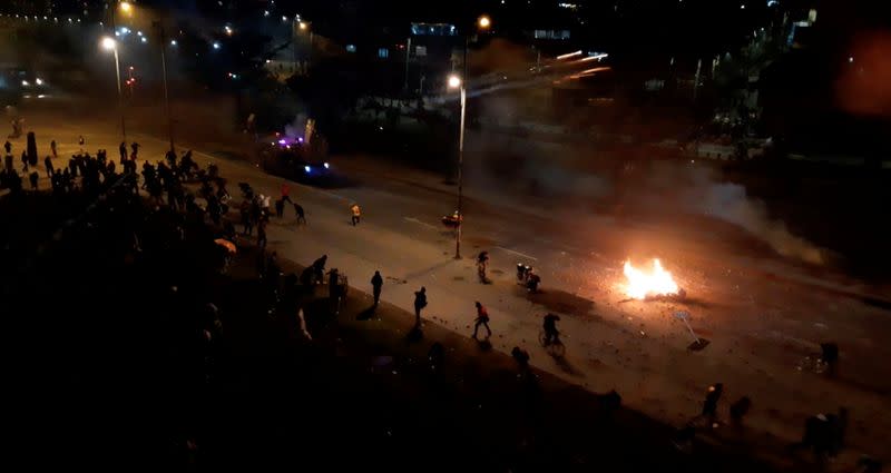 Anti-government protests continue during the night in Bogota