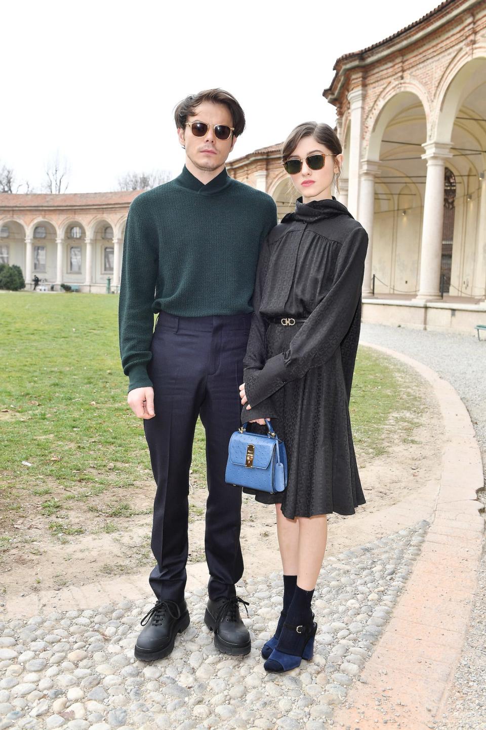 Charlie Heaton and Natalia Dyer at Milan Fashion Week on February 23, 2019.