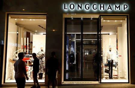 FILE PHOTO: French luxury goods maker Longchamp shop is pictured in Paris, France, August 5, 2018. Picture taken August 5, 2018. REUTERS/Regis Duvignau/File Photo