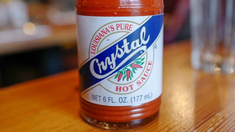 closeup label crystal hot sauce