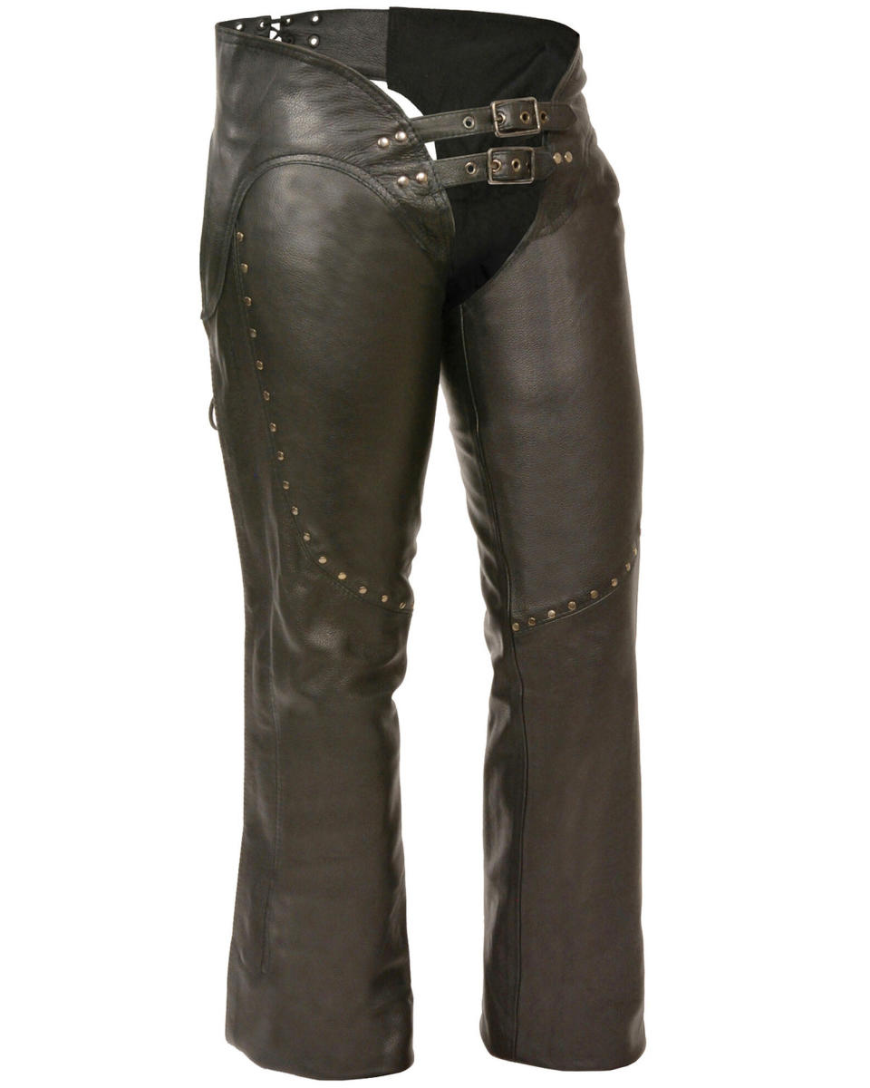 <p><a href="https://www.bootbarn.com/milwaukee-leather-womens-low-rise-double-buckle-chaps-with-stud-detailing---5x/2000255526.html?dwvar_2000255526_color=001" rel="nofollow noopener" target="_blank" data-ylk="slk:Shop Now;elm:context_link;itc:0;sec:content-canvas" class="link ">Shop Now</a></p><p>Milwaukee Leather Women's Low Rise Double Buckle Chaps With Stud Detailing</p><p>bootbarn.com</p><p>$159.00</p><span class="copyright">Boot Barn</span>