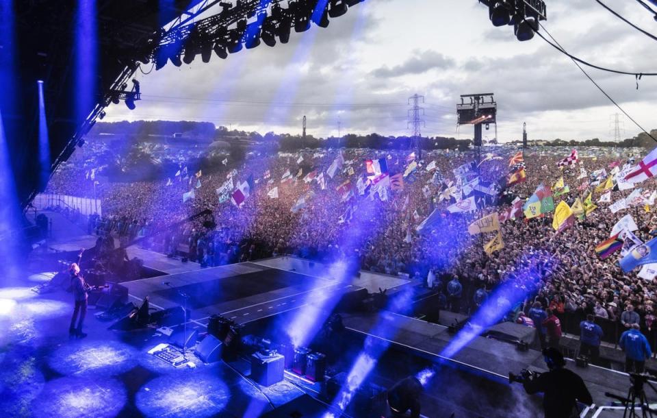 Sir Paul McCartney on stage during his Saturday night headline appearance at the Glastonbury Festival (MJ Kim/MPL Communications Ltd/PA) (PA Media)