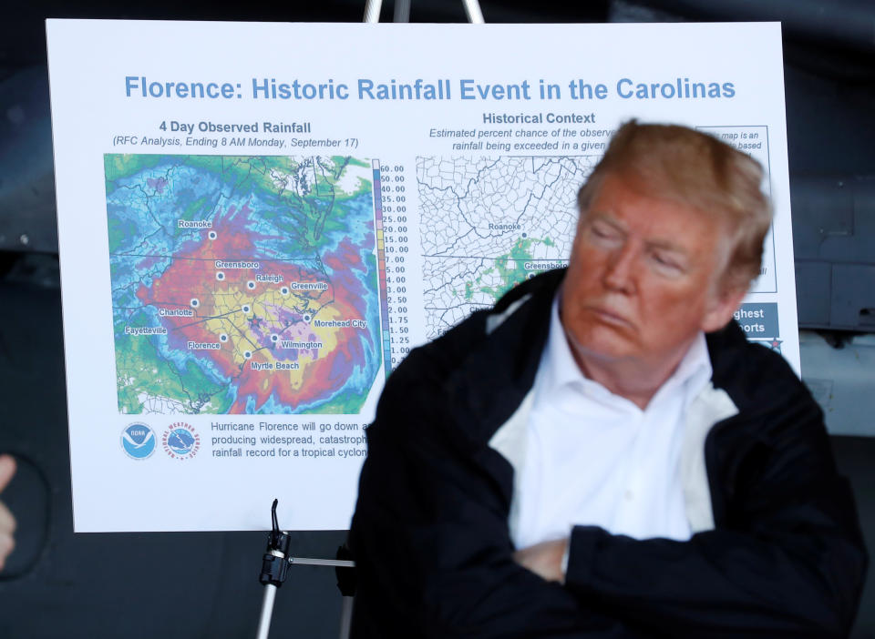 Trump surveys Florence storm damage in North Carolina