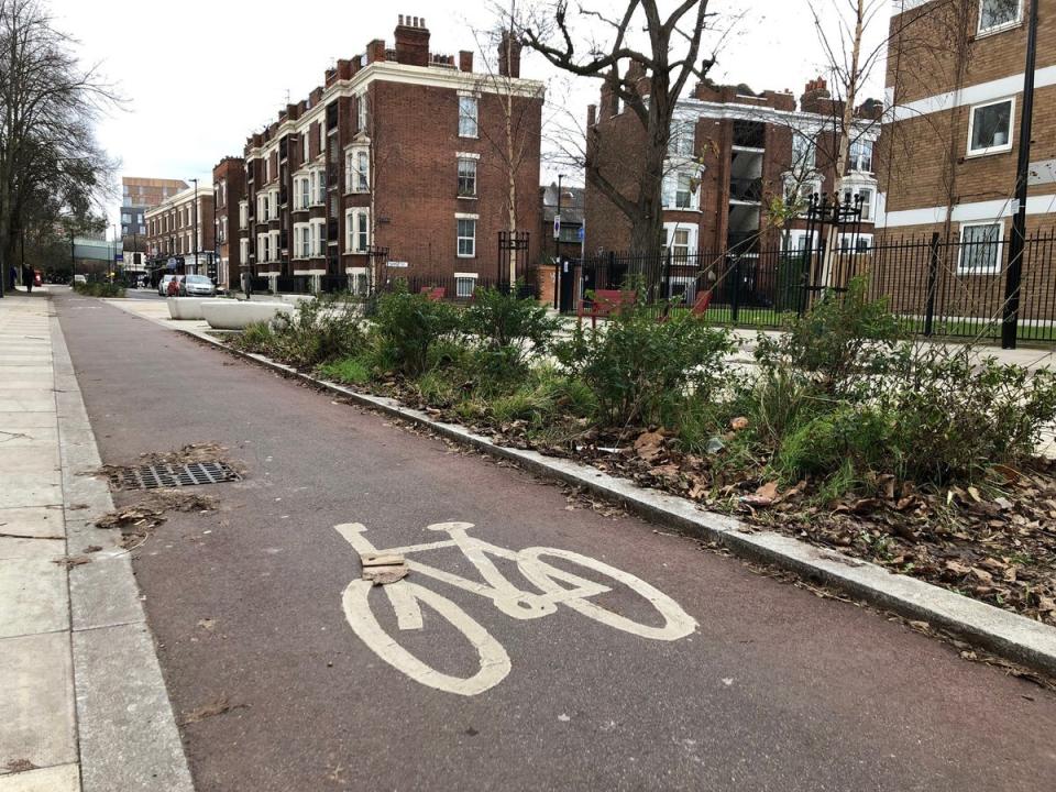 Pedal pushers: the westbound cycle lane on Old Bethnal Green Road (Ross Lydall)