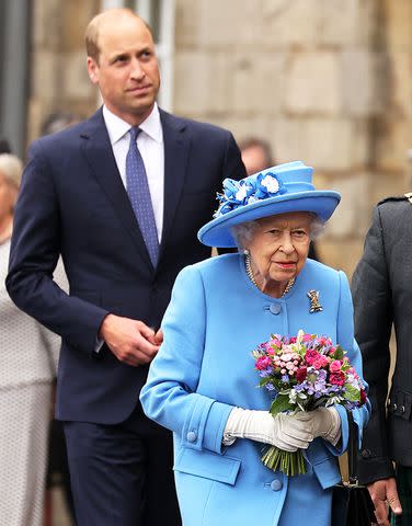 <p>Chris Jackson/Getty</p> Queen Elizabeth and Prince William during the Ceremony of The Keys at Holyrood Palace on June 28, 2021
