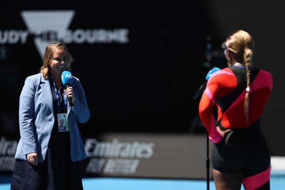 Dokic interviews Serena Williams at the 2021 Australian Open (Getty Images)