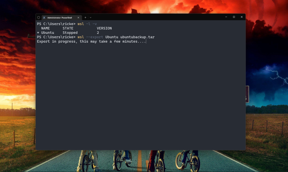 Backing up and exporting a Linux distro from WSL