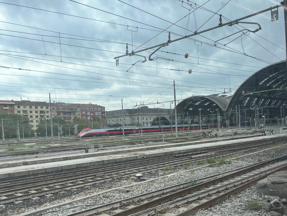 Picture of Frecciarossa train departing Milan station