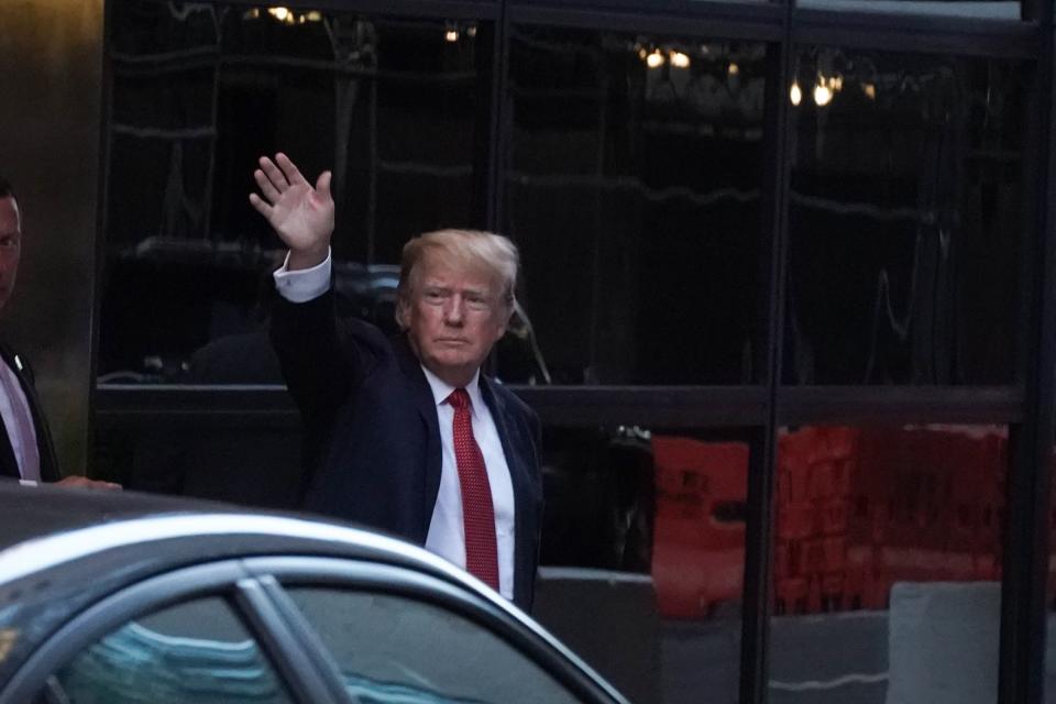 Donald Trump departs Trump Tower in Manhattan on Tuesday (Getty Images)