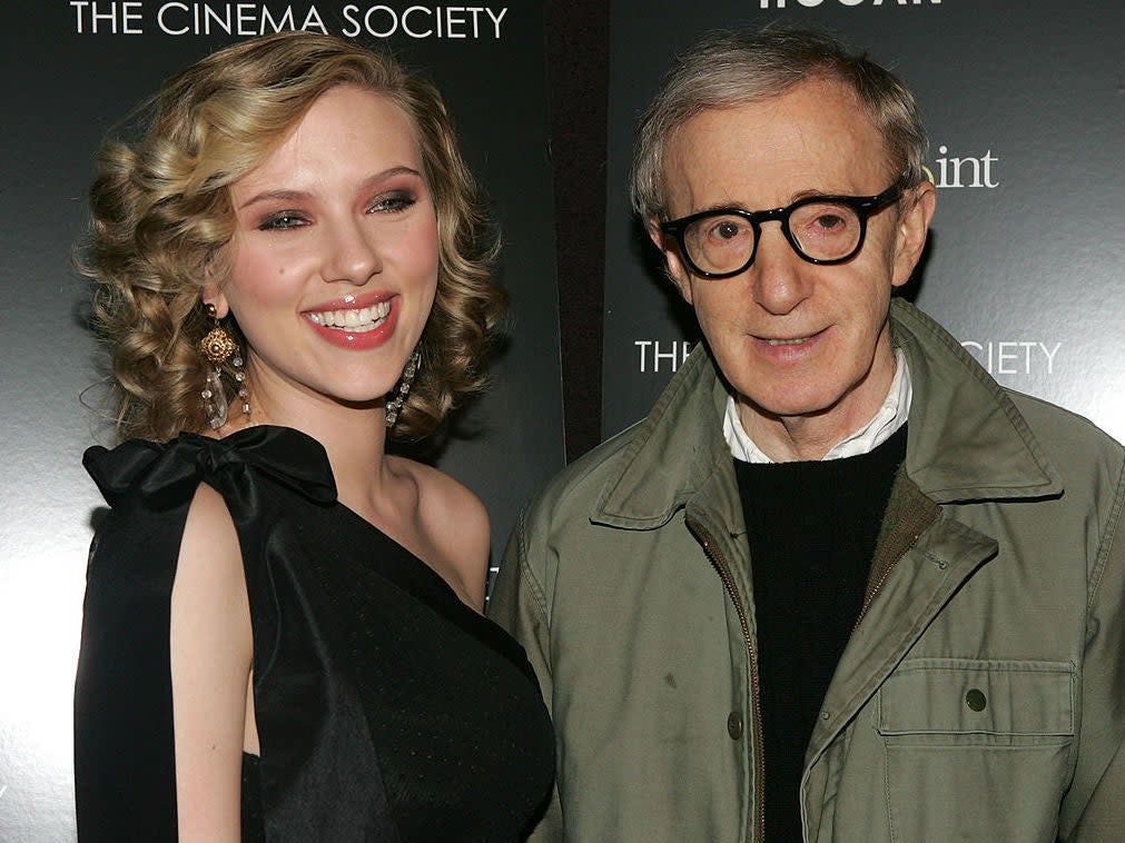 Scarlett Johansson and Woody Allen at the New York premiere of 'Match Point' in 2005: Peter Kramer/Getty Images