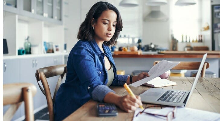 Freelancer doing her taxes