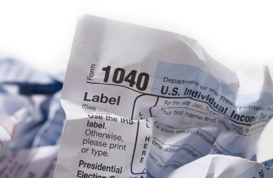 The government could toss the 1040 in the trash. <a href="https://www.gettyimages.com/detail/photo/crumpled-tax-forms-royalty-free-image/173618522?adppopup=true" rel="nofollow noopener" target="_blank" data-ylk="slk:Kameleon007iStock via Getty Images;elm:context_link;itc:0;sec:content-canvas" class="link ">Kameleon007iStock via Getty Images</a>