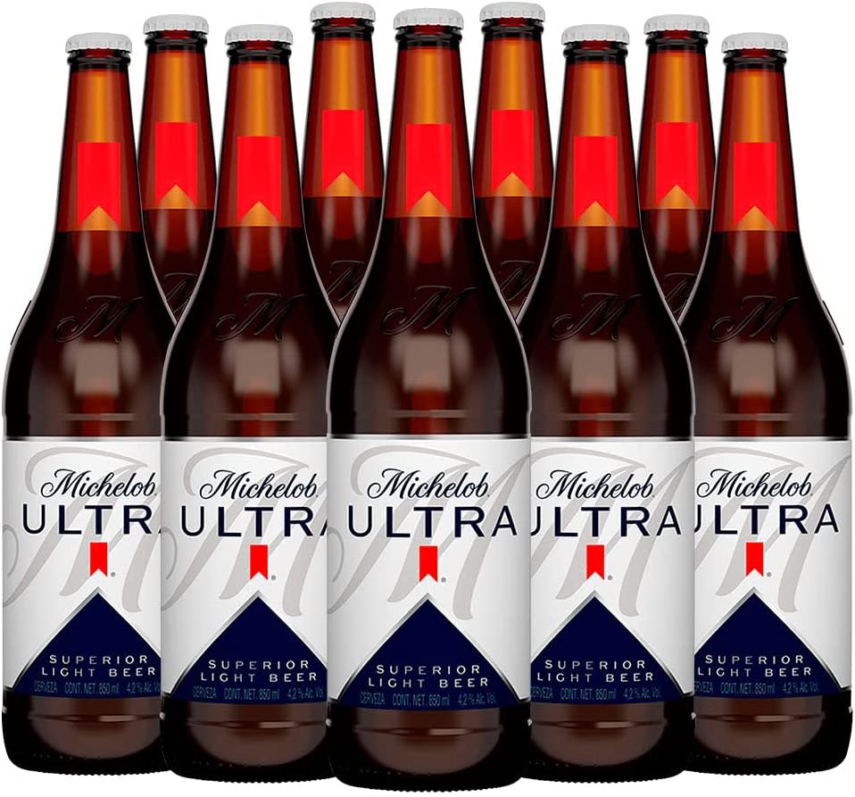 Cerveza Michelob Ultra 12 Botellas de 850 ml, Baja en Calorías, Cerveza Lager Premium/Amazon.com.mx