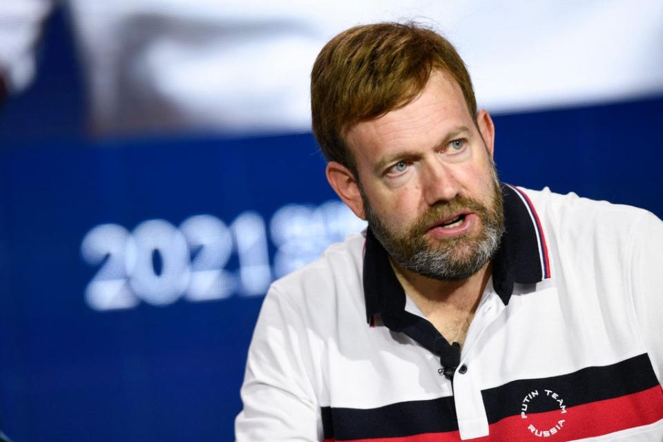 Frank Luntz, CEO, FIL, Inc., speaks during the Milken Institute Global Conference on October 18, 2021 in Beverly Hills, California. (AFP via Getty Images)