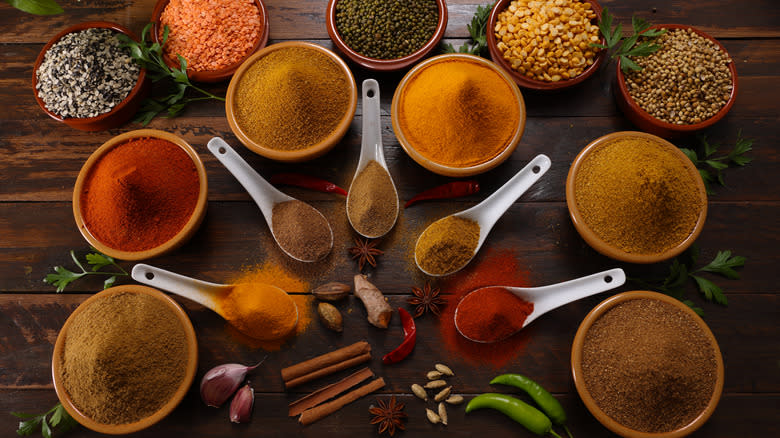 assortment of spices on table