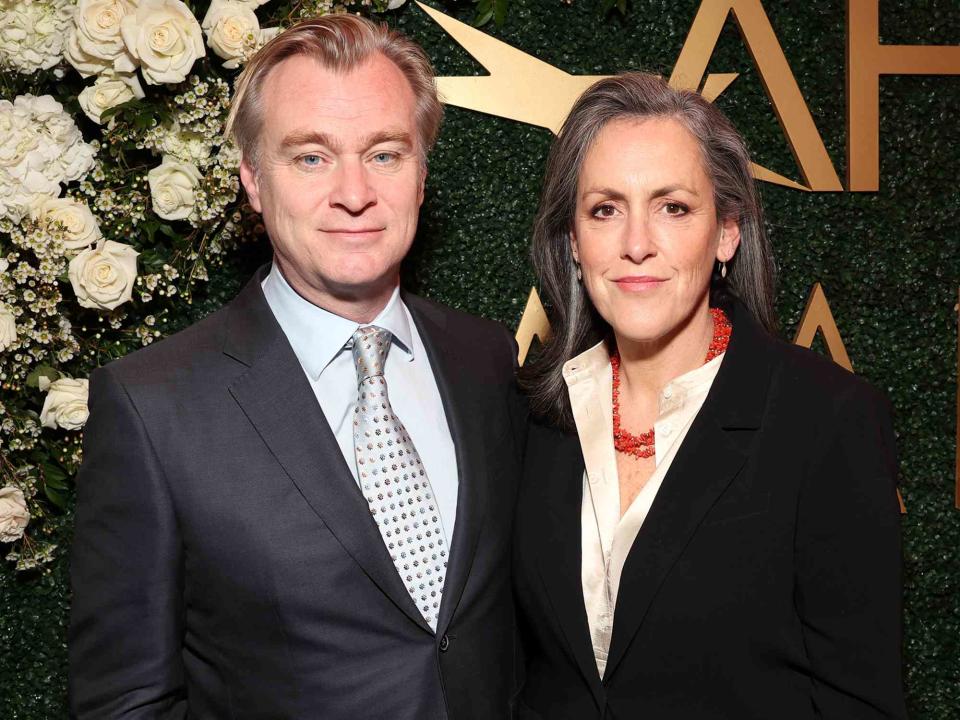 <p>Jesse Grant/Getty</p> Christopher Nolan and Emma Thomas attend the AFI Awards on January 12, 2024 in Los Angeles, California.