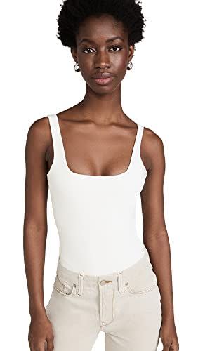 15) Good American Women's Modern Tank Scuba Thong Bodysuit, White001, XS