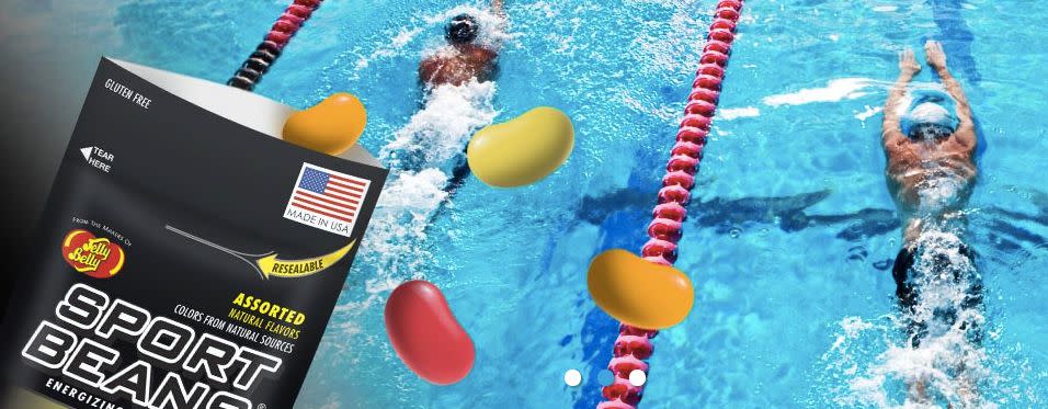 Jelly Belly advertises its Sport Bean on its website with images of athletes. (Photo: Jelly Belly)