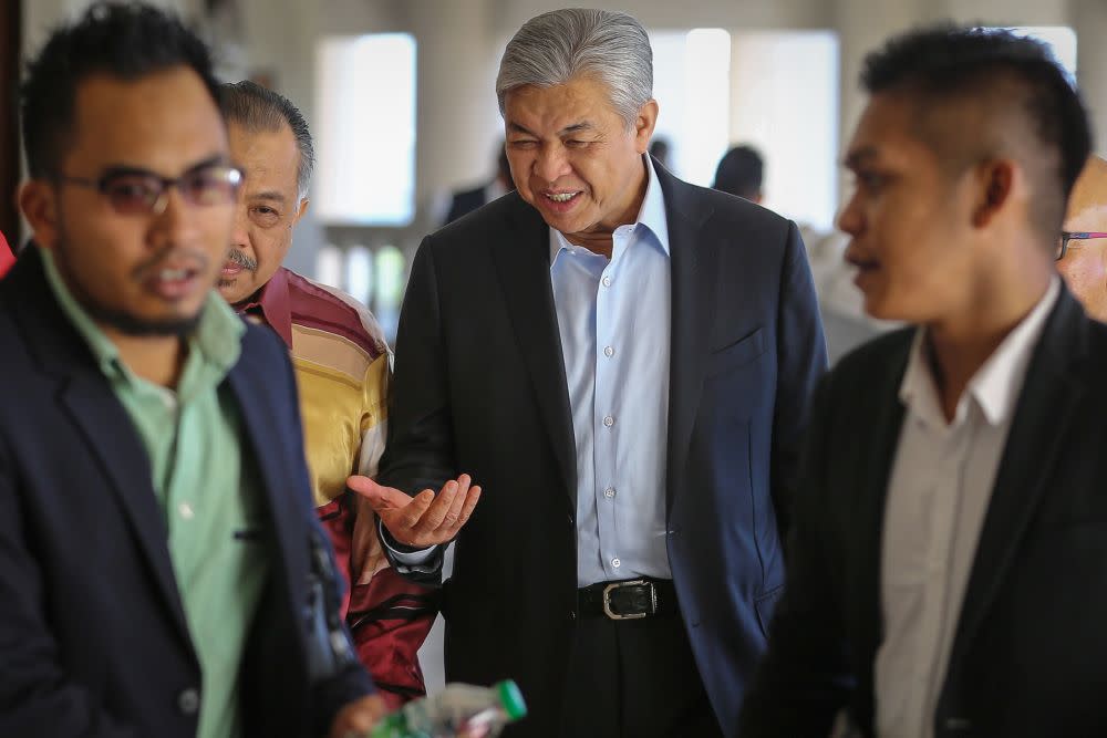 Datuk Seri Ahmad Zahid Hamidi is pictured at the Kuala Lumpur High Court February 20, 2020. — Picture by Yusof Mat Isa