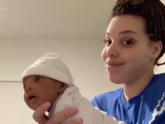 Newborn’s mother, who goes by the username @ibmslady on TikTok, demonstrates how her swaddling technique stops her baby from crying (@ibmslady/TikTok)