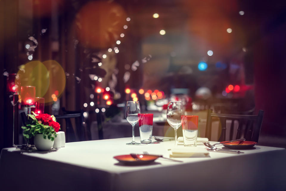 A restaurant table setting