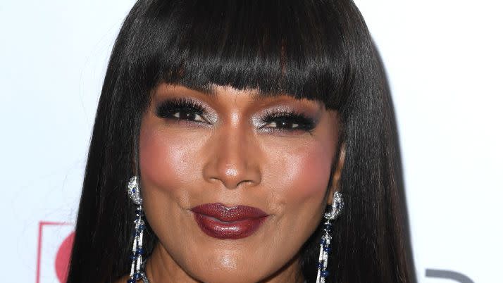 close up shot of angela bassett on the red carpet attending the elizabeth taylor ball to end aids at the beverly hills hotel on september 21, 2023 in beverly hills, california