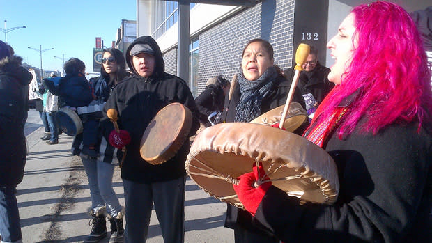 Members of the Treaty 7 First Nations stage an Idle No More protest on 16th Avenue N.W.