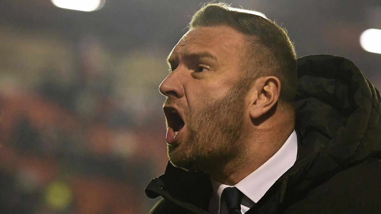 Bolton Wanderers boss Ian Evatt celebrates