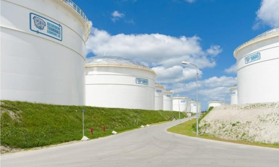 An image from Belvedere Terminals shows an example of what the firm's storage tanks look like.