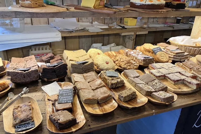 The bulging, sweet counter at Popty'r Dref on Smithfield Street, Dolgellau