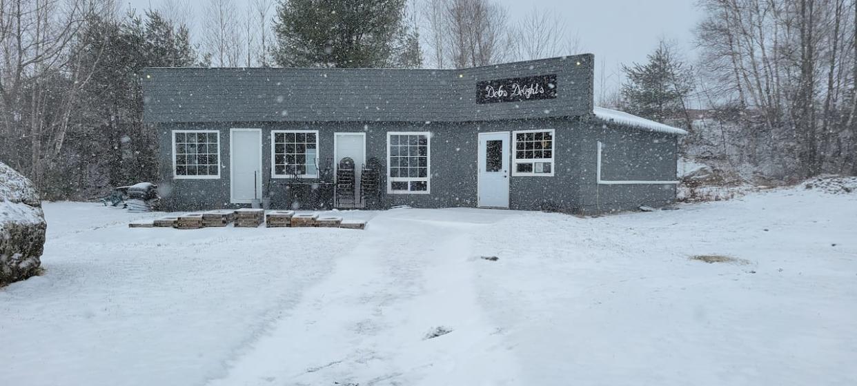 The vacant building in the southwestern New Brunswick village of McAdam may soon be filled with the aroma of warm treats and fresh bread. The building is currently sporting a sign from the last tenant. (Submitted by Village of McAdam - image credit)