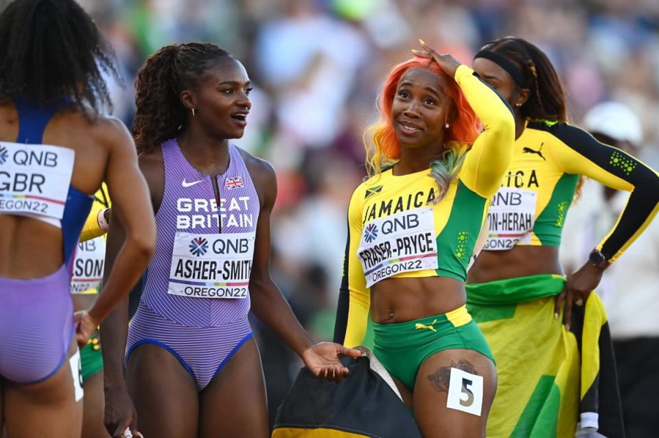 Heartbreak: Dina Asher-Smith appeared to suffer a hamstring injury (Getty Images for World Athletics)