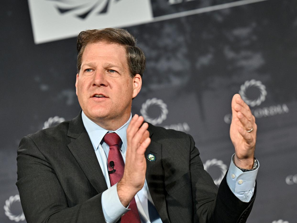 LEXINGTON, KENTUCKY - APRIL 07: Chris Sununu, Governor, State of New Hampshire speaks onstage during the 2022 Concordia Lexington Summit - Day 1 at Lexington Marriott City Center on April 07, 2022 in Lexington, Kentucky. (Photo by Jon Cherry/Getty Images for Concordia )