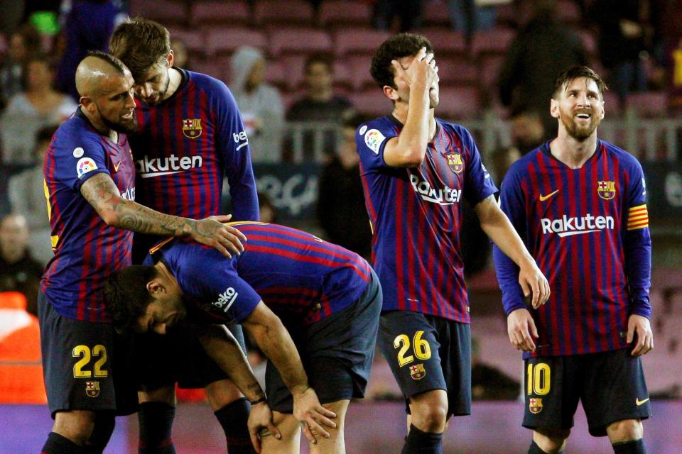 Dejected: Barcelona stayed top despite defeat to Betis on Sunday: EPA