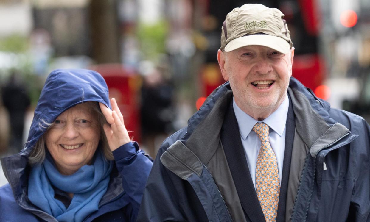 <span>Alan Bates with his longtime partner, Suzanne Sercombe. Bates had said in an interview in January: ‘If Richard Branson is reading this, I’d love a holiday.’</span><span>Photograph: Stefan Rousseau/PA</span>