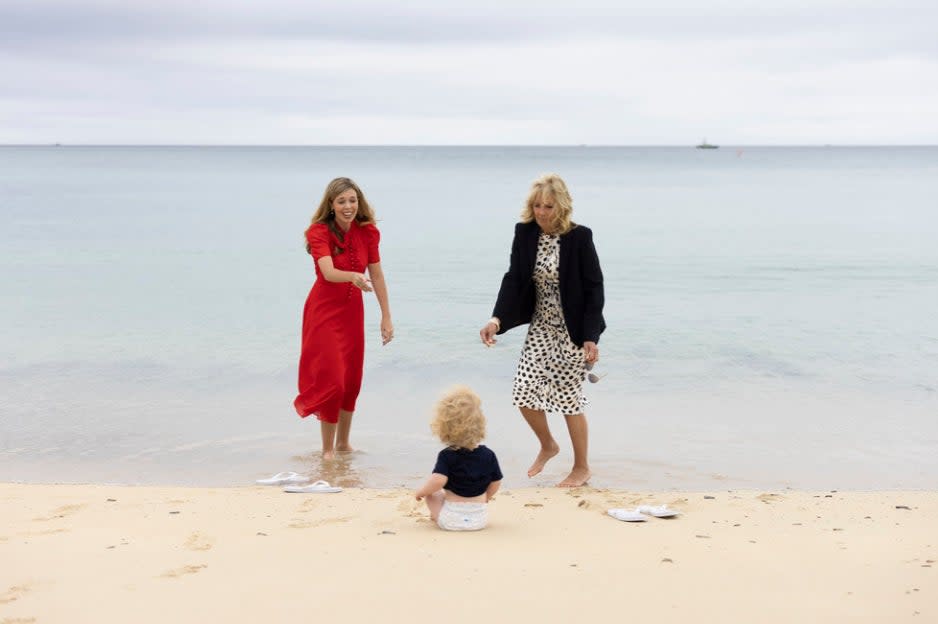 Carrie with baby Wilfred and Dr Biden (Picture by Simon Dawson / No 10 Downing Street)