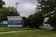 Signs are outside the Bed Bath & Beyond corporate headquarters building in Union, N.J., Wednesday, June 5, 2024. An Associated Press analysis found the number of publicly-traded “zombie” companies — those so laden with debt they're struggling to pay even the interest on their loans — has soared to nearly 7,000 around the world, including 2,000 in the United States. (AP Photo/Stefan Jeremiah)