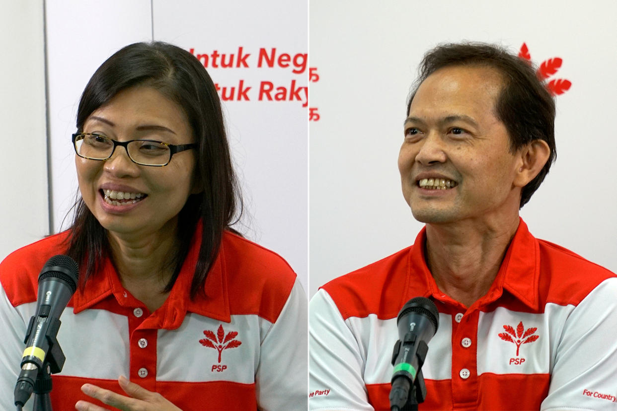 The Progress Singapore Party's Hazel Poa and Leong Mun Wai, both candidates for West Coast GRC, have been picked to serve as Non-Constituency Members of Parliament. (PHOTOS: Dhany Osman / Yahoo News Singapore)