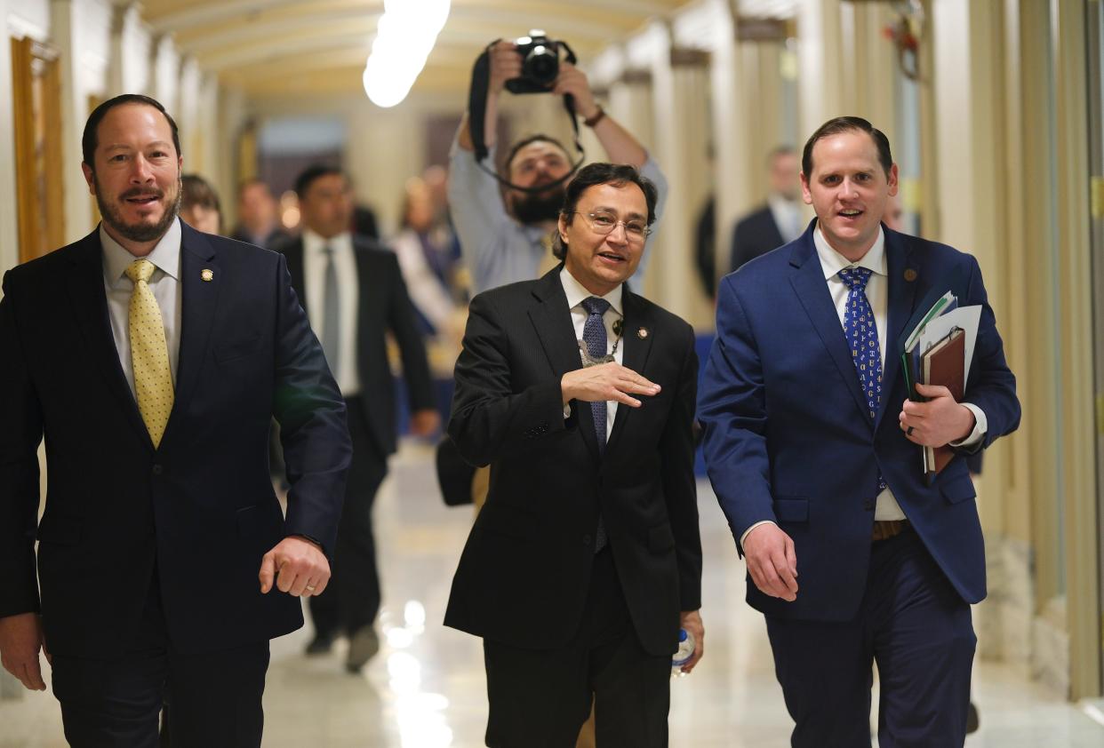 Cherokee Nation Principal Chief Chuck Hoskin Jr. spoke Tuesday, Feb. 21, 2023, to members of the Oklahoma Senate.