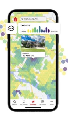 Compare homes by Lot Size on the map with Realtor.com dynamic map layers