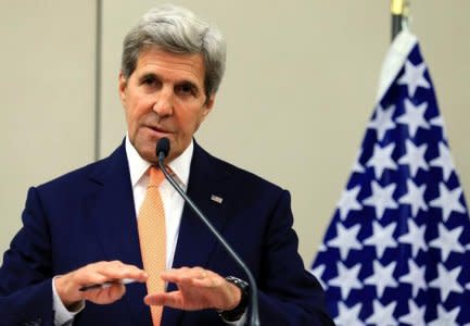 U.S. Secretary of State John Kerry attends a news conference after a meeting on Syria with Russian Foreign Minister Sergei Lavrov in Geneva, Switzerland, August 26, 2016. REUTERS/Pierre Albouy